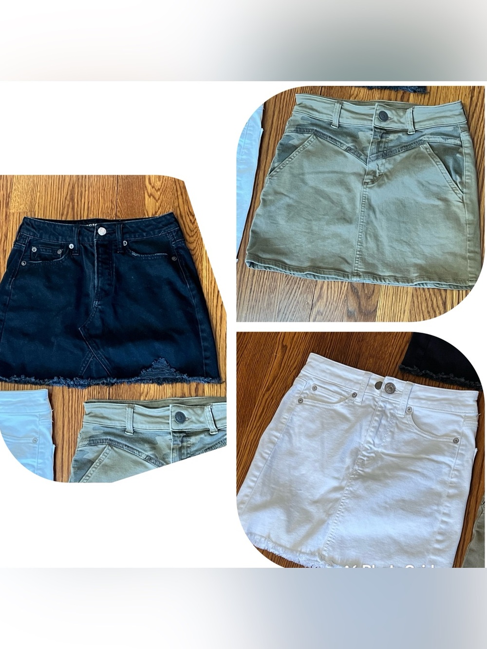 American Eagle Outfitters Mini Skirt Trio - Black, White & Olive Camo